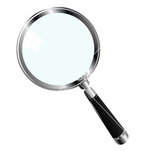 illustration of a magnifying glass over white background