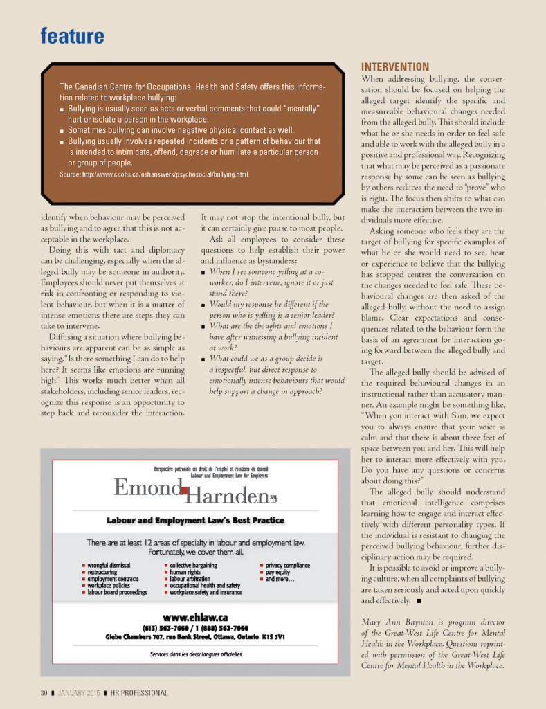 HR Professional Workplace Bullying