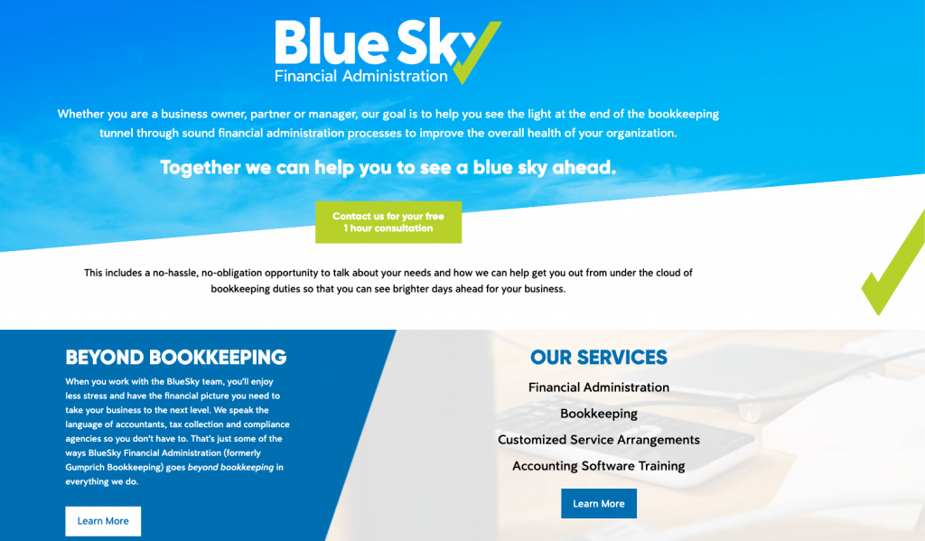Blue Sky Financial web page
