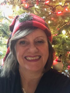 woman wearing a santa hat